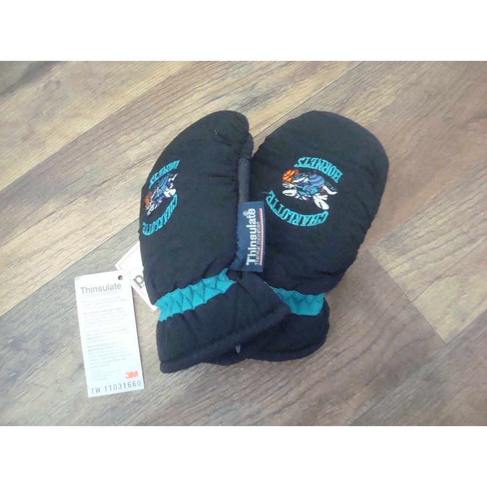 CHARLOTTE HORNETS  KIDS CHILDS 2-5YRS‎ GLOVES MITTENS 90S DEADSTOCK  VINTAGE TT3